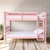Lit superposé rose minimaliste personnalisable, meubles de chambre à coucher en bois sur mesure pour enfants