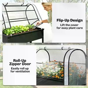 Grande Serra da Giardino Moderna Pop-up in Acciaio Zincato con Telaio in Legno/Acciaio e Materiale in PVC/Vetro per la Crescita delle Piante all'Aperto - Product Image 2