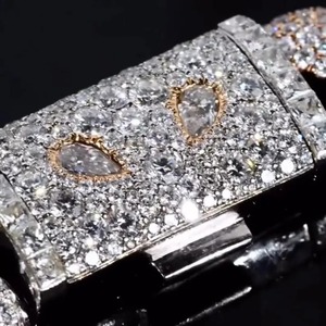 Bracelet cubain en moissanite style hip-hop glacé, bicolore, bijou de luxe pour homme - Product Image 2
