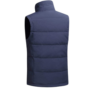 <b>Men's</b> Navy Blue Stand Collar Quilted Puffer <b>Vest</b> Windproof Lightweight Winter Outerwear Sleeveless Zipper Front Casual Style - Product Image 2