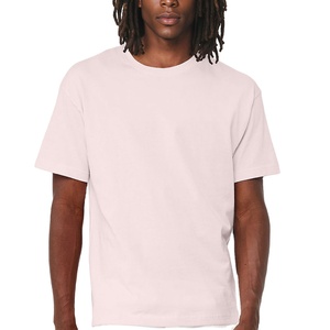 T-shirt personnalisé avec impression broderie logo décontracté couleur unie vierge col rond 250-300GSM poids lourd 100% coton T-Shirts - Product Image 1