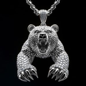 Collar con Colgante de Oso en Oro Sólido de 14K, Estilo Hip Hop Unisex, con Cadena Cubana - Regalo de Compromiso y Boda a la Moda - Product Image 1