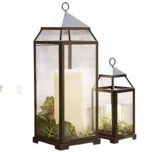 Juego de portavelas de hierro con velas con notas musicales para decoración navideña del hogar, patrones recortados, linterna con luz LED sin llama - Product Image 6