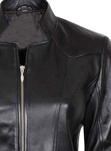 Wholesale Distressed Leather <b>Blazer</b> Women High Quality Satin Jacket Custom Logo Long Sleeves Nylon OEM Genuine Leather Linen - Product Image 4