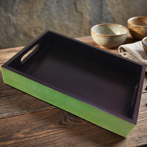 Bandeja de Resina Verde Personalizada con Base de Madera, Bandeja de Servicio de Epoxi Hecha a Mano para Restaurantes, Hoteles, Cafeterías, Regalos de Boda e Interiores - Product Image 1