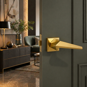 Premium Brass Mortise Door <b>Handle</b> Angular Design | Modern Luxury Doors Hardware in Antique Graphite Black Z-Black PVD Gold - Product Image 5