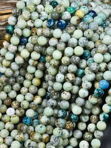 ลูกปัดแจสเปอร์มาลาไคต์ K2 สีฟ้าเขียวธรรมชาติ รูปทรงกลม สวยงาม พลอยแท้ ร้อยเป็นเส้น - Product Image 6