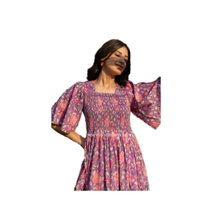 ชุดเดรสผ้าคอตตอนแบบสั้นสำหรับผู้หญิงชุดเดรสปาร์ตี้พิมพ์ลายดอกไม้สไตล์โบโฮสำหรับผู้หญิงชุดของขวัญเจ้าสาวส่วนตัว - Product Image 1