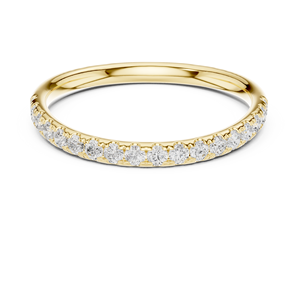 Yellow Gold Lab Grown Diamond Pavé Eternity Band Delicate Micro-Prong <b>Stacking</b> Wedding <b>Ring</b> Women's Fine Jewelry - Product Image 1