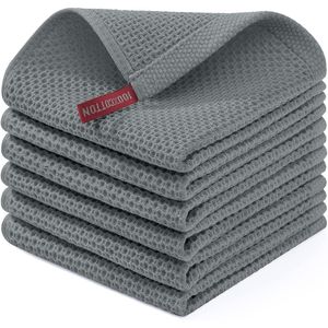 Strofinacci da Cucina Ultra Morbidi in 100% Cotone a Nido d'Ape, Asciugatura Rapida, 30x30 cm, Confezione da 6, Colore Grigio - Product Image 1
