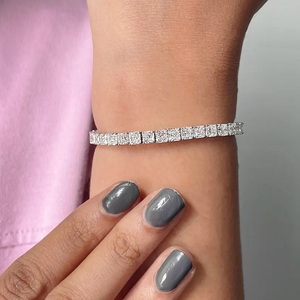 Pulsera de tenis de moissanita con corte radiante cuadrado, pulsera de boda, pulsera de lujo con diamantes de corte radiante, regalo para la futura novia - Product Image 6