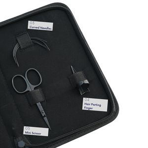 Hair Extension <b>Tools</b> <b>Kit</b> Microbeads 2 Hole Crimping Remover Plier Scissor Parting Finger Curved Needle Case Accessories Set - Product Image 3