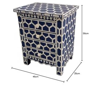 CUTE small [custom size] Handmade Blue Bone Inlay <b>Chest</b> <b>of</b> <b>Drawers</b> Traditional Wood Furniture for Living Room Bedroom Side Table - Product Image 2
