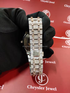 Luxe hommes 2024 Top marque mécanique automatique montre Hip Hop Style acier inoxydable glacé VVS Moissanite diamant cadran verre PC - Product Image 5