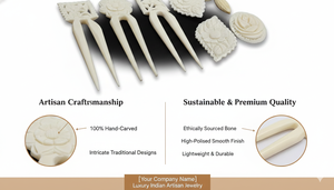 Broches y horquillas para el cabello de madera y hueso tallados a mano, estilo étnico bohemio vintage, sostenibles, impermeables, adornados con cuentas, joyería para mujer, al por mayor - Product Image 6