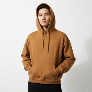 เสื้อฮู้ดพิมพ์ลายโลโก้แบบพัฟฟ์ สวมใส่สบาย ทรงหลวม ผ้าคอตตอนลูปแบ็ค ไหล่ตก มีกระเป๋าจิงโจ้ สไตล์สตรีทแวร์ ลดราคา - Product Image 1