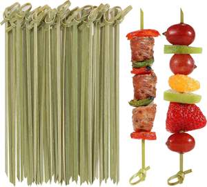 100 brochettes en bambou faites à la main, agitateurs à cocktail, pics à apéritif, bâtonnets à fruits, 9 cm, 12 cm, faciles à nettoyer, accessoires pour barbecue et bar - Product Image 3