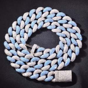Blue Ice Cuban Link Chain <b>Necklace</b> Micro Insert Pendant Jewelry <b>for</b> <b>Men</b> Hip Hop Party Gift - Product Image 4