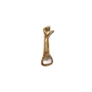 Ouvre-bouteille commercial robuste en métal et bois avec finition dorée pour restaurants et services de boissons - Product Image 1