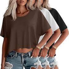 Regular Fit Crop <b>Top</b> Women's Eco-Friendly Velvet Casual Solid O-Neck Short Sleeve Summer T-Shirt <b>Feather</b> Decorated 180g - Product Image 2