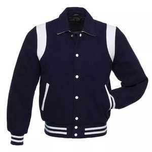 Varsity Jacket Custom Fashion High Quality Genuine Leather Sleeves with Hoodie single button Wool Varsity Jacket for Women - Product Image 4