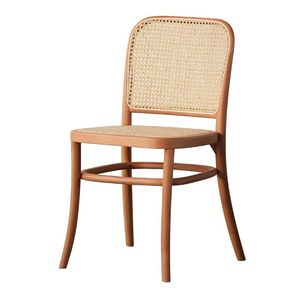 Minimalist Teak Wood <b>Bistro</b> <b>Chair</b> Natural <b>Rattan</b> Woven Seat Elegant Dining Furniture - Product Image 1
