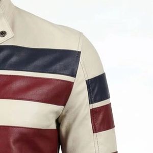 Handmade Genuine <b>Leather</b> Casual Waterproof Winter <b>Jacket</b> for Men Shiny <b>Burgundy</b> Luxury Fully Customized Style - Product Image 5