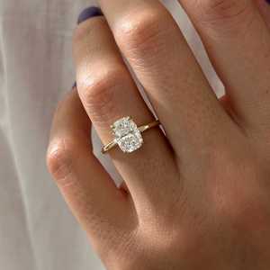 2 Carat Elongated Cushion Lab Created Diamond Engagement <b>Ring</b>, 14k Gold Minimalist <b>Thin</b> Solitaire <b>Ring</b>, IGI Certified - Product Image 6