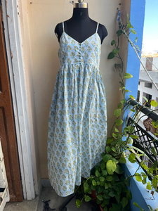 Vestido indio 100% algodón estampado a mano, túnica floral y vestido largo bordado estilo maxi informal para mujer - Product Image 4