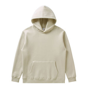 เสื้อสเวตเชิ้ตมีฮู้ดสีครีมสำหรับผู้ชาย ผ้าฝ้ายฟลีซ 100% สีพื้น แขนยาว ใส่ได้ในฤดูใบไม้ร่วง - Product Image 2