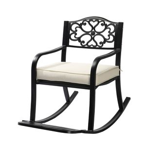 Metal Outdoor Rocking Chair with Cushion Weatherproof Patio Bench <b>Footrest</b> for Pa - Product Image 1