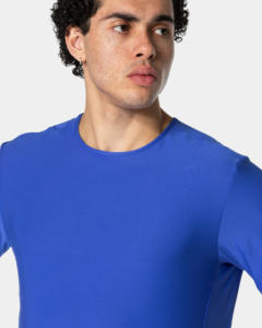 Camiseta de Cuello Redondo Azul Sólido para Hombre, Corte Regular, Manga Corta, Ropa Deportiva, ODM, 220 Gramos, Transpirable, Antipilling, Estilo Urbano - Product Image 2