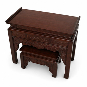 Mesa de Altar de Una Planta Reutilizable de Madera Grabada Tam Viet Sindora, Mueble de Mesa para Sacrificios Taoístas Ngu Phuc, Decoración para Sala de Estar - Product Image 5