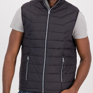 Men's <b>Black</b> Quilted Puffer <b>Vest</b> Zipper Closure Waterproof Reversible Mandarin Collar Floral Pattern Casual Outerwear Winter - Product Image 1