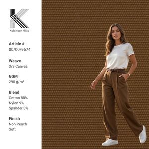 ผ้าแคนวาสผสมคอตตอน ไนลอน สแปนเด็กซ์ ทอแบบ 3/3 หนา 290 GSM สีน้ำตาล ยืดหยุ่น น้ำหนักเบา ทนทาน รับผลิตแบบ OEM ODM ขายส่งผ้าฝ้าย - Product Image 1