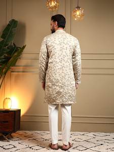 Kurta Pyjama en Soie Royale Brodé – Collection Premium pour les Fêtes et les Mariages - Product Image 5