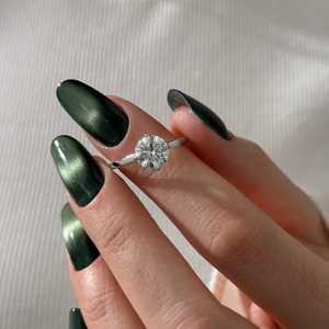 2 Carat Round D VVS2 Lab Grown Diamond Compass Set <b>UNIQUE</b> <b>Engagement</b> <b>Ring</b> , 14k White Gold , IGI Certified - Product Image 4