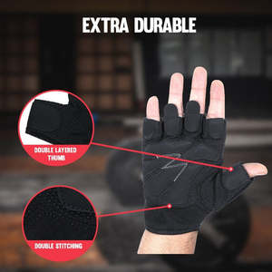 ถุงมือออกกำลังกายกันลื่นแบบระบายอากาศได้ดี สีดำเจ็ทแบล็ค - Product Image 3