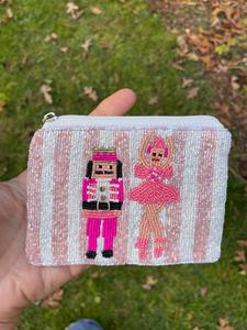 Pochette à monnaie et cosmétiques perlée faite main avec cordon pour filles - Product Image 4