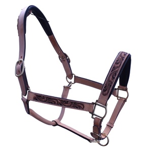 Harnais de cheval en cuir repoussé de qualité supérieure, gravé de motifs floraux, réglable, style western, durable, avec têtière rembourrée - Product Image 2