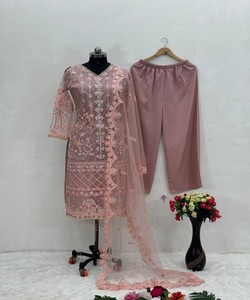 DESIGNER SOFT NET SEQUENCE WITH PEARL HAND WORK TOP PALAZZO WITH DUPATTA PINK BOUTIQUE STYLE COLLECTION 71875 ST-178 - Product Image 4