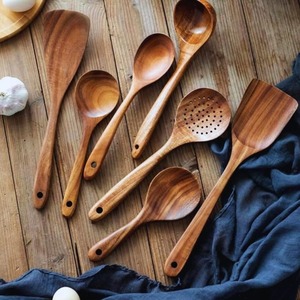 Handmade Natural Wood Kitchen Utensil Set Eco-Friendly Dishwasher Oven Safe Cooking Tools Spatula Spoon Ladle <b>Pasta</b> - Product Image 2