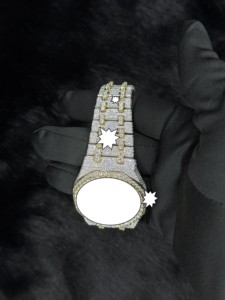 Reloj de Lujo para Hombre, de Acero Inoxidable con Incrustaciones de Diamantes, Cristal VVS Moissanite, Resistente al Agua 10m, 42mm, Cuarzo, Elegante - Product Image 5