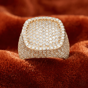 Gold Cushion Iced Out Moissanite Mens <b>Ring</b> Luxury Hip Hop Fashion Jewelry <b>Statement</b> <b>Ring</b> USA Style Gift - Product Image 6