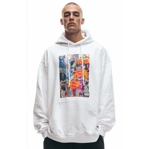 <b>Mens</b> Oversized Hooded <b>Sweatshirt</b> OEM <b>White</b> Topographic Print Cotton French Terry Minimalist Streetwear Autumn Wear Pocket Design - Product Image 5