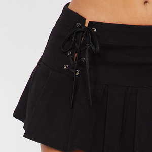 OEM Mid Rise <b>Wrap</b> Detail Distressed Casual Wear Mini Denim Skirt High Quality Medium Wash Stretchy Denim Mini Skirt for Women - Product Image 3