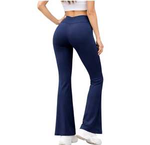 Custom Women's High Waist V-Shape Bell Bottom <b>Flare</b> Pants Solid Pattern <b>Leggings</b> OEM Wholesale Price Soft Breathable <b>Leggings</b> - Product Image 6