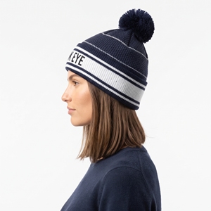 Hawk Eye Striped Knitted Beanie <b>Hat</b> With <b>Pom</b> <b>Pom</b> Unisex Winter Cap Casual Style 100% Acrylic Warm - Product Image 3