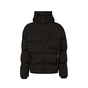 Veste d'hiver matelassée à capuche pour homme, couleur unie, coupe-vent, décontractée, manches classiques, rembourrage en polyester, fermeture éclair, col montant - Product Image 1