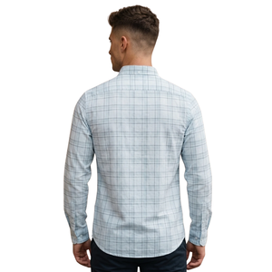 Light Blue Plaid <b>Men</b> <b>Flannel</b> <b>Shirt</b> Long Sleeve Button Down Checkered Casual <b>Shirt</b> Soft Brushed Fabric Everyday Streetwear - Product Image 2